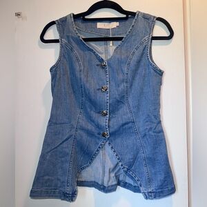 Lizette Collection Button Front Stretch Denim Vest NWT